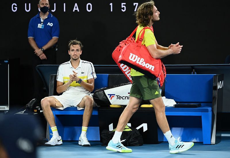 &lt;a href=&#039;https://www.sportskeeda.com/player/daniil-medvedev&#039; target=&#039;_blank&#039; rel=&#039;noopener noreferrer&#039;&gt;Daniil Medvedev&lt;/a&gt; (L) and Stefanos Tsitsipas