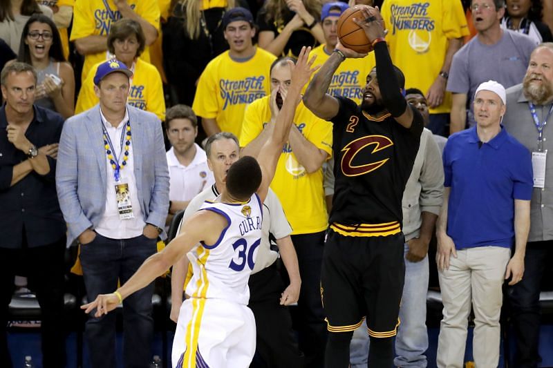 Kyrie Irving shoots the dagger over Steph Curry