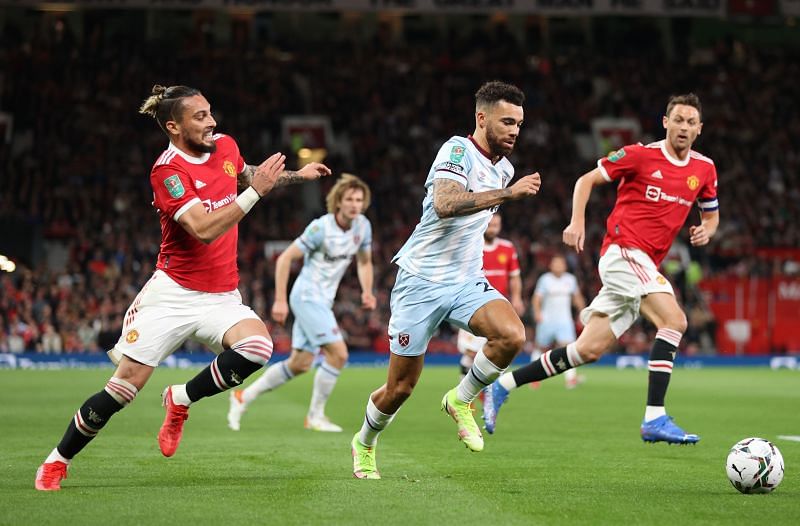 A snap from Manchester United&#039;s Carabao Cup clash against West Ham.