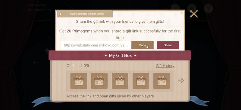 Copy the link given to obtain another Primogems (Image via Genshin Impact)