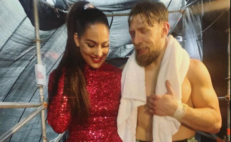 Brie Bella and Daniel Bryan backstage at WrestleMania 37