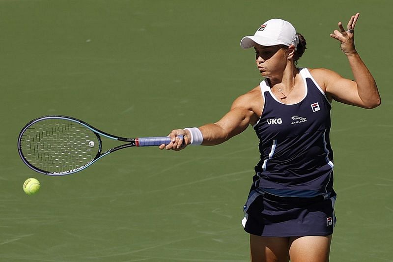 Ashleigh Barty in action at the 2021 US Open