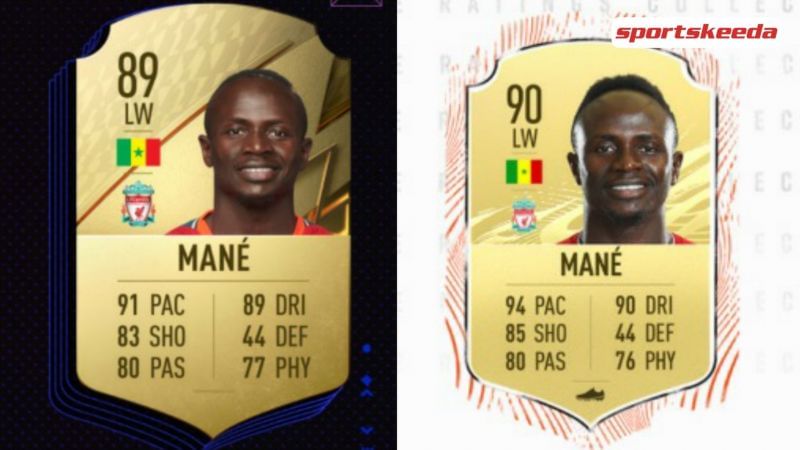 FIFA 21 and FIFA 22 ratings of Man&eacute;