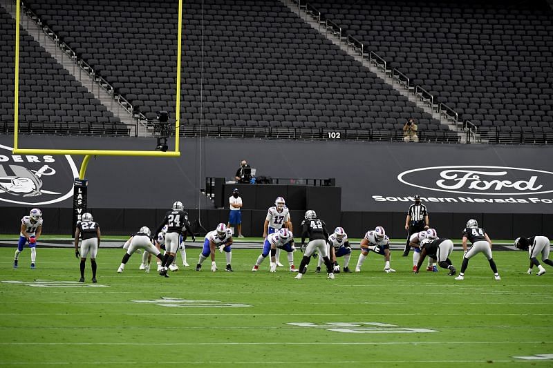 Buffalo Bills vs. Las Vegas Raiders in an empty stadium