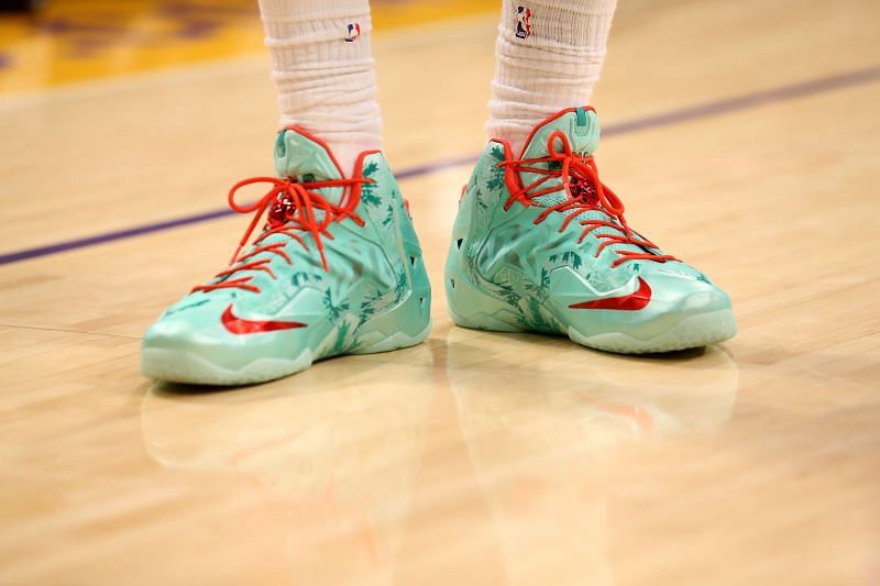 LeBron James in his special Christmas Nike Shoes