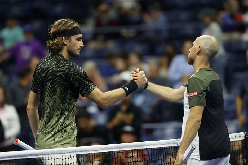 Alexander Zverev implied Adrian Mannarino (R) could have been directly impacted by Stefanos Tsitsipas&#039; long breaks