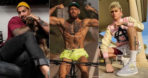 Brendan Schaub (left), Conor McGregor (middle) and Machine Gun Kelly (right) [Image credits: @brendanschaub, @thenotoriousmma and @machinegunkelly on Instagram]