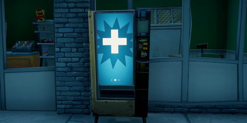Mending machines allow players to purchase medical supplies in the game for gold bars.(Image via Epic Games)