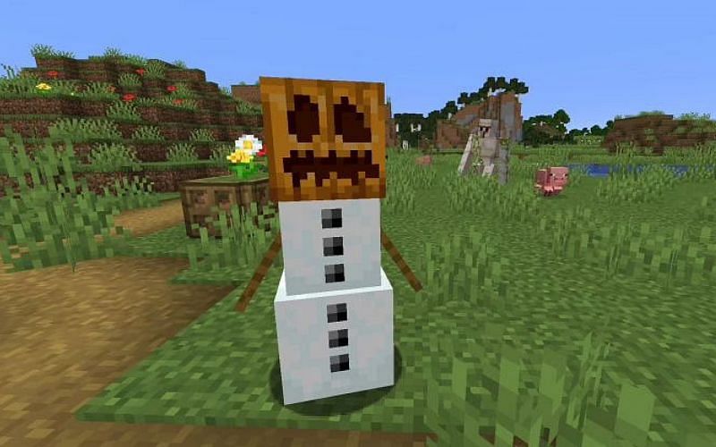 An image of a snow golem in Minecraft. Image via Minecraft.