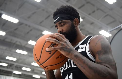 Kyrie Irving of the Brooklyn Nets doing his pre-game routine.