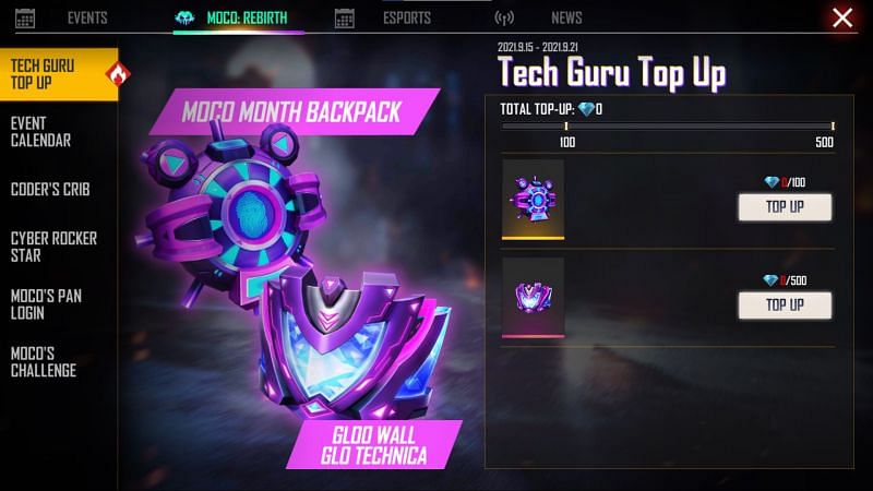 Players need to claim the rewards from the Tech Guru Top up section (Image via Free Fire)
