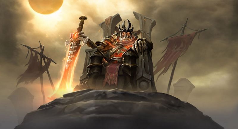 Wraith King&#039;s arcana calls back his old &#039;Skeleton King&#039; model from the earlier Dota 2 days (image via Valve)