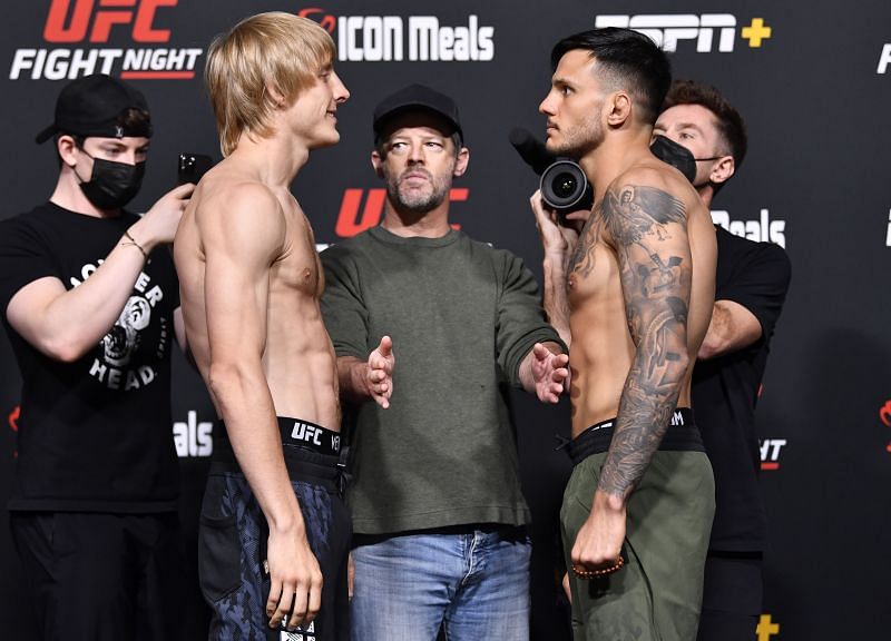 Paddy Pimblett (right) came out on top against Luigi Vendramini (right) in his UFC debut