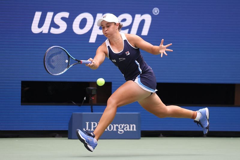 Ashleigh Barty during her first-round match at the 2021 US Open