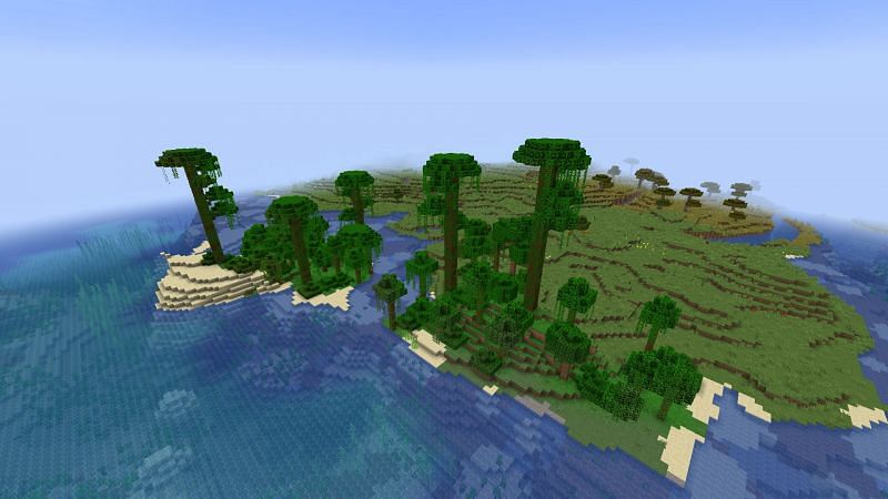 Jungle biome on an island (Image via Minecraft)