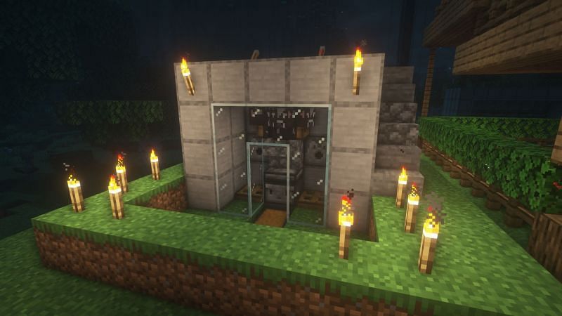 An automatic cow farm (Image via Minecraft)