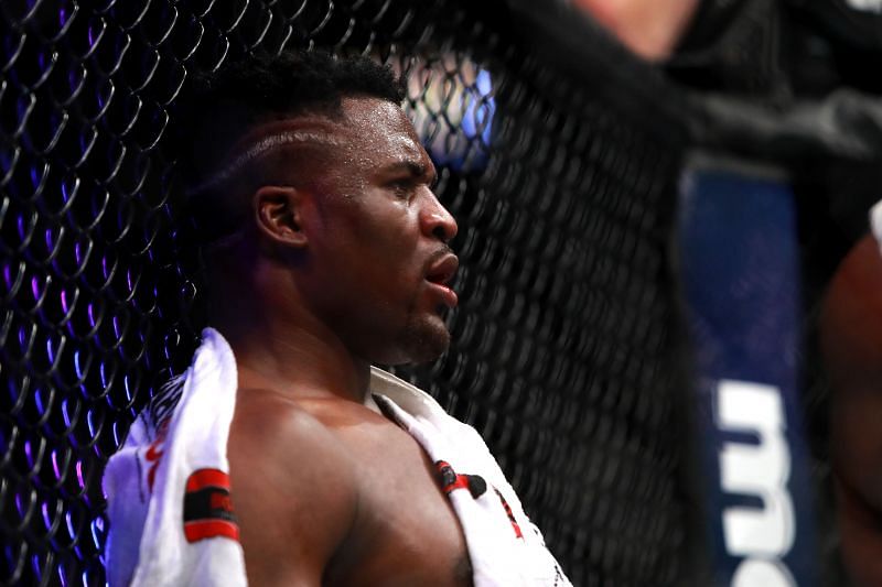 Francis Ngannou during his first fight with Stipe Miocic