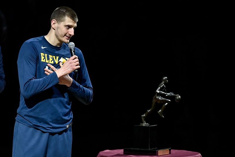 Nikola Jokic accepts the 2021 NBA MVP award