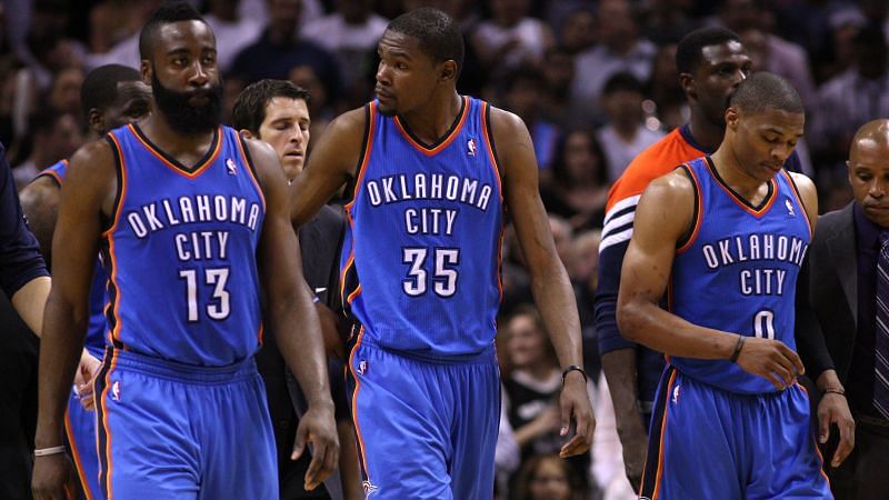 Kevin Durant, James Harden and Russell Westbrook (from left to right) [Source: USA Today]