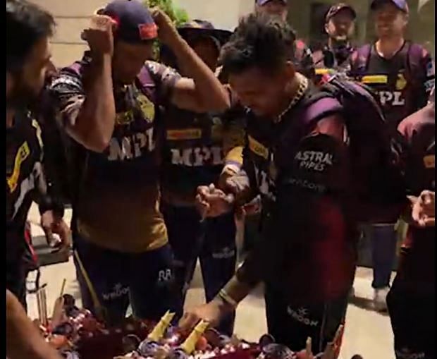 IPL 2021: KKR celebrated their win against Mumbai Indians with some cake and a lot of fun.