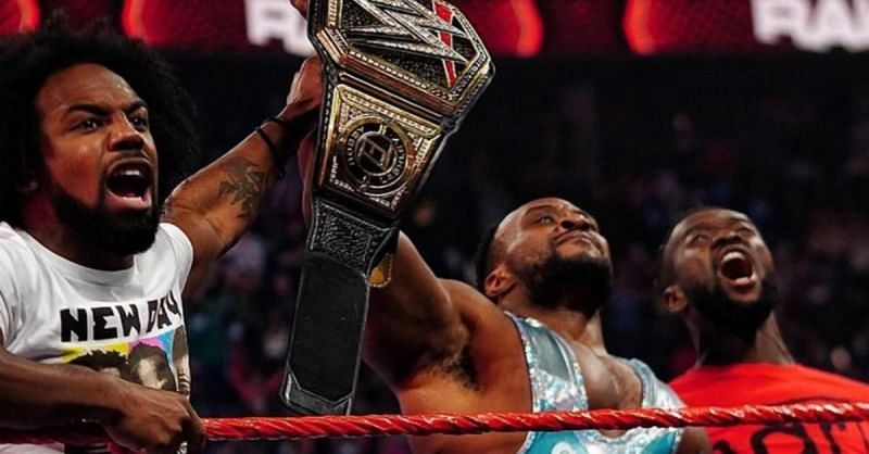 The New Day (Xavier Woods, Big E and Kofi Kingston) after Big E&#039;s WWE Championship win
