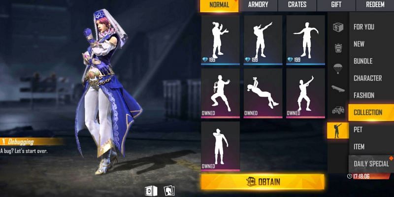 There are various emotes present in Free Fire (Image via Free Fire)