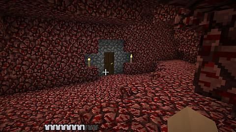A cobblestone base in the nether to stand out amongst the plethora of red blocks (Image via Reddit)
