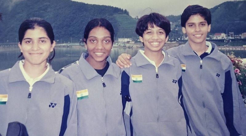 Aditi Mutatkar (second from right) and Saina Nehwal (R) were team members for several years
