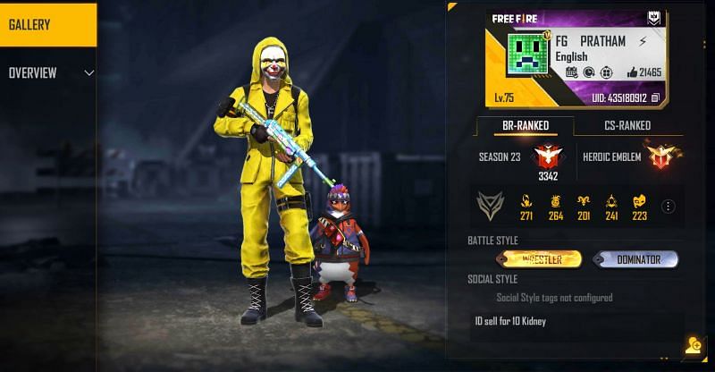FireEyes Gaming is placed in the Heroic tier in the ranked BR mode (Image via Free Fire)