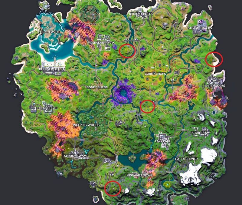 All IO Guards locations in Fortnite Season 8 (Image via Fortnite.GG)