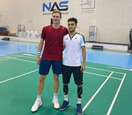 Lakshya Sen training with Olympic champion Viktor Axelsen in Dubai