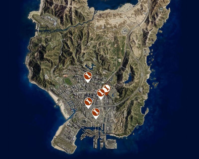 Locations of all Auto Shops in GTA Online (Image via Rockstar Games)