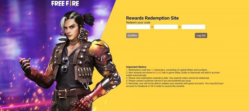 The redeem code for the gun crate has to be entered in the text field (Image via Free Fire)