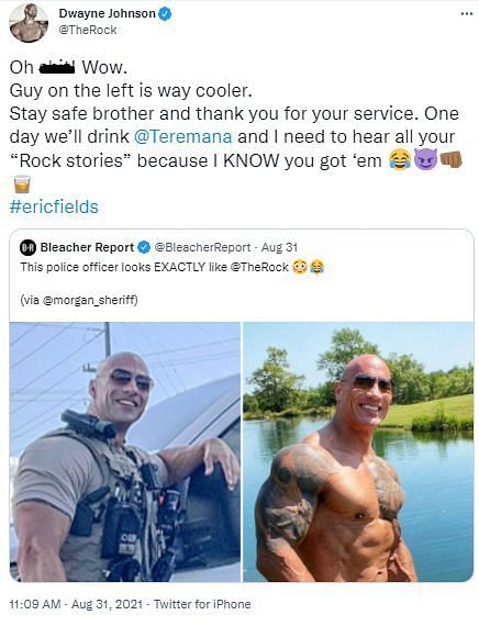 The Rock sends a tweet to Eric Fields