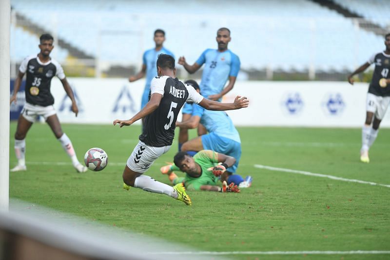 Arijeet Singh scores for Mohammedan Sporting in the Durand Cup 2021. Image credits: durandcup.in