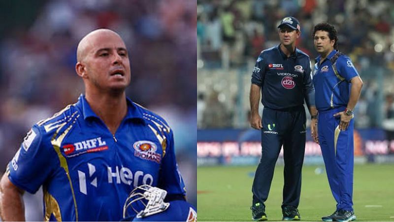 Veteran players Herschelle Gibbs (L) and Ricky Ponting played only a solitary IPL season for Mumbai Indians