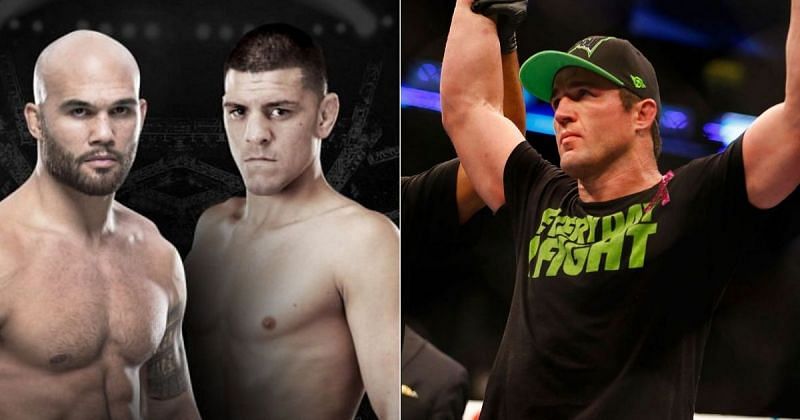 Robbie Lawler &amp; Nick Diaz (left) and Chael Sonnen (right) [Image credits: @MMAonPoint on Twitter]