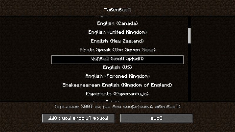 Minecraft languages (Image via Minecraft)