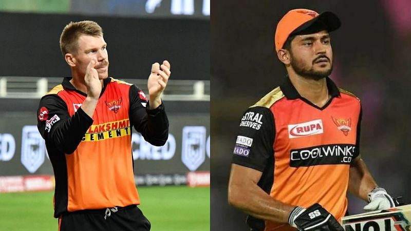 SRH&#039;s David Warner (L) and Manish Pandey (R).