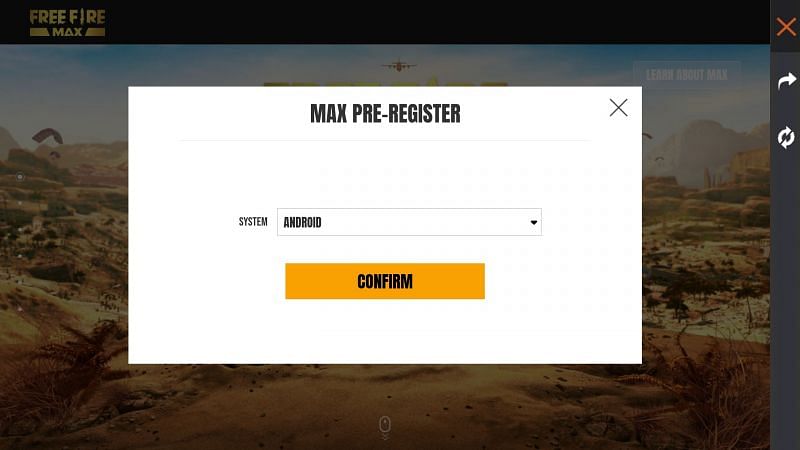 Players should select their operating system and click confirm (Image via Free Fire)
