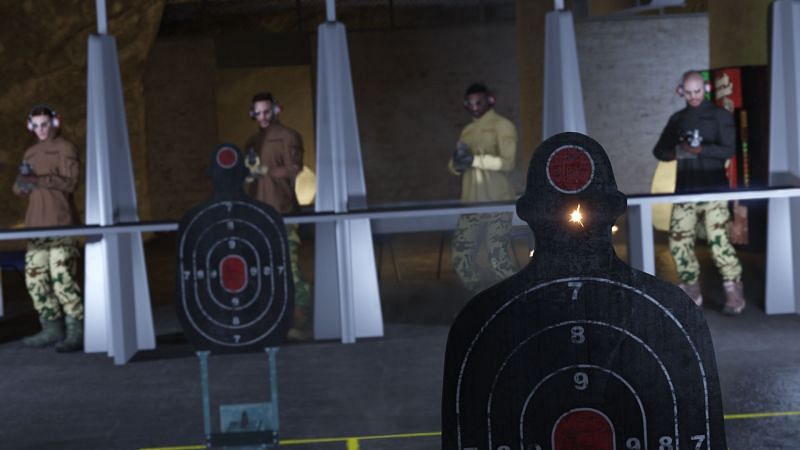 Shooting ranges are useful for training the Shooting skill (Image via Rockstar Games)