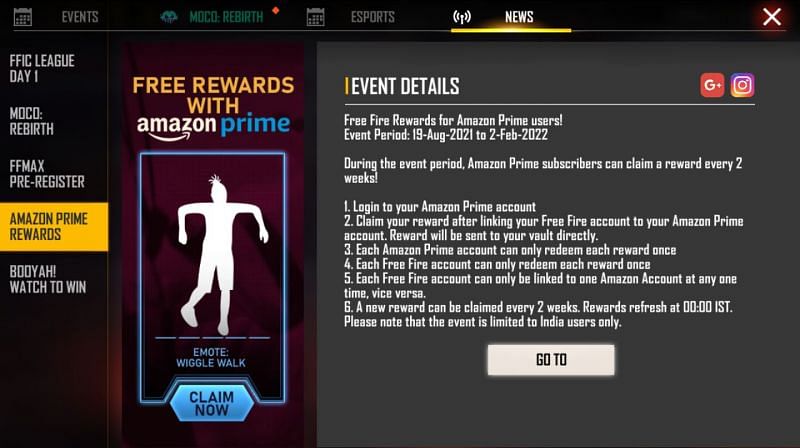 Press the &quot;Go-To&quot; button to head over the event (Image via Free Fire)