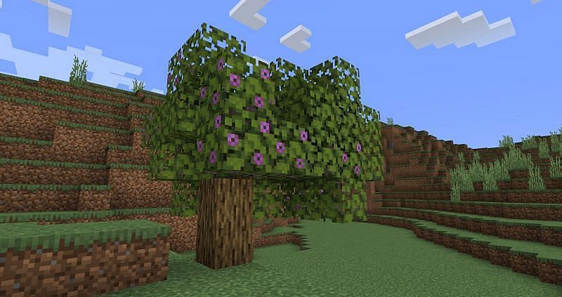 Minecraft rooted dirt can be found under Azalea trees, which spawn over lush caves. (Image via Minecraft)