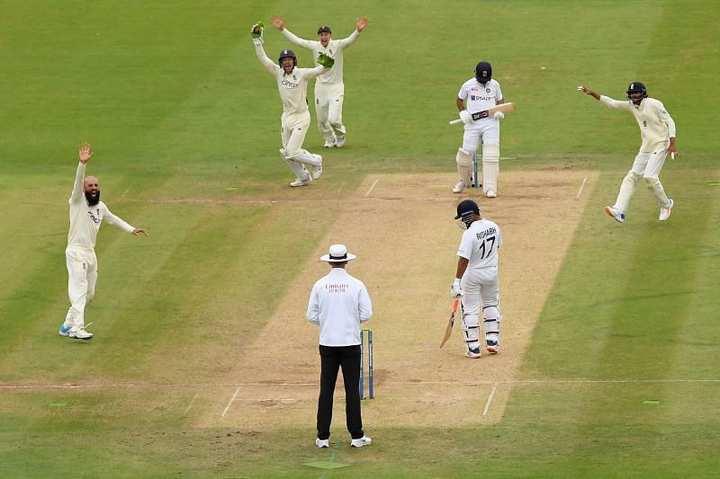 Ajinkya Rahane falls to Moeen Ali in the Lord&#039;s Test.