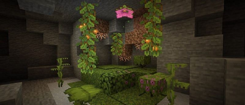 Glow berries can spawn in mineshaft chests and lush caves, which are not a part of the full game yet. (Image via Mojang)