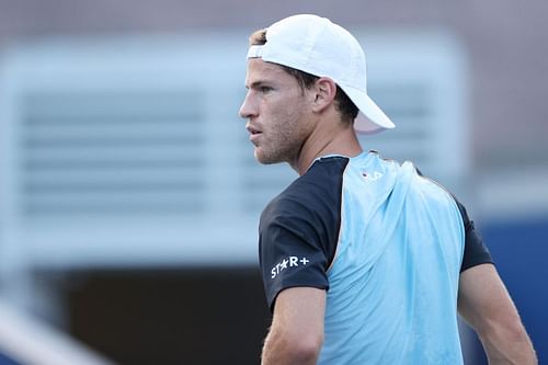 Diego Schwartzman in action at the 2021 US Open