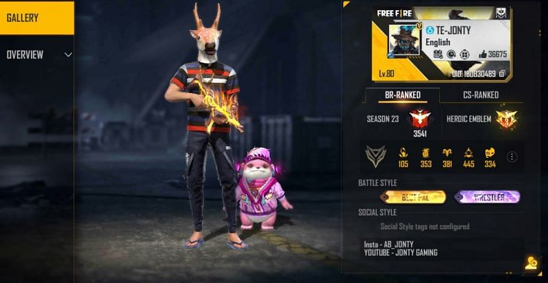 Jonty Gaming is one of the most popular figures in the Free Fire community (Image via Free Fire)