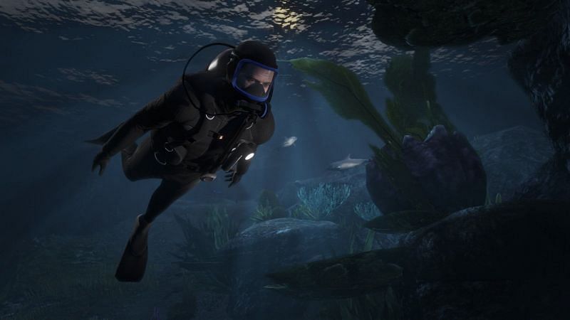 Michael scuba diving in GTA 5 (Image via Rockstar Games)