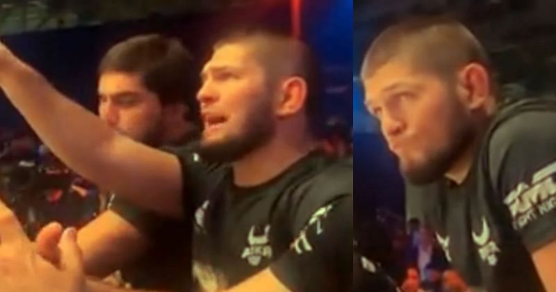 Khabib Nurmagomedov during Shamil Zavurov&#039;s fight.