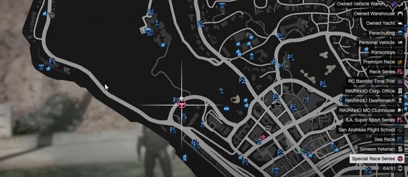 GTA Online map locations (Image via YouTube.com